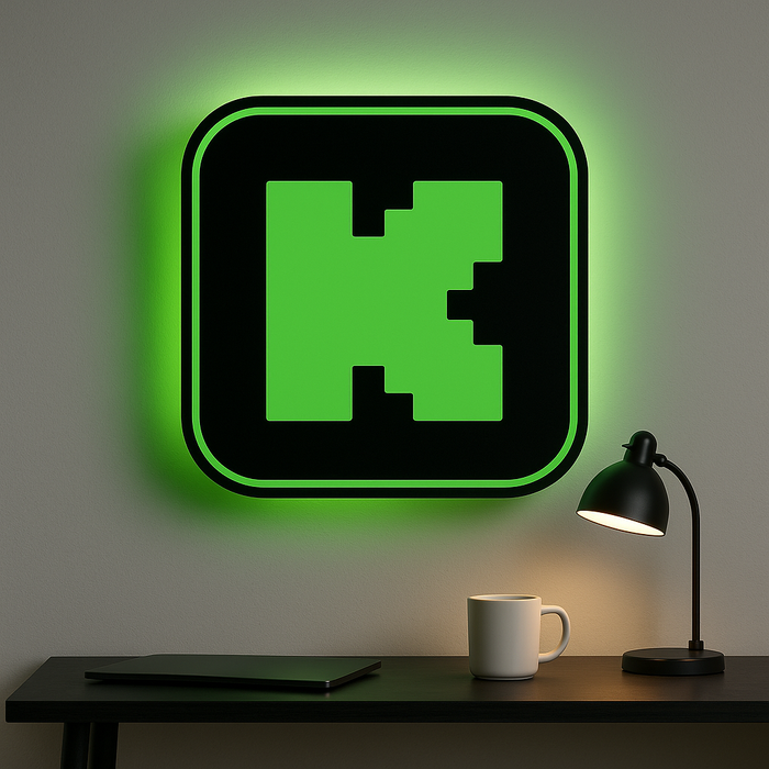 Kick LED LightBox – Gamer & Yayıncı Odası Duvar Işığı (22×22 cm)