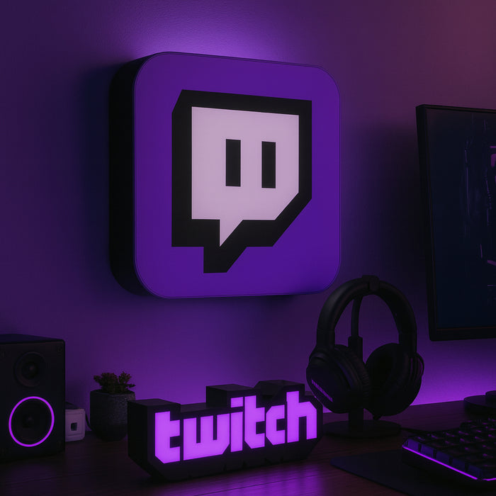 Twitch LED Duvar & Masa Lambası – Yayıncı & Gamer Odası Dekor Işığı (22×19 cm)