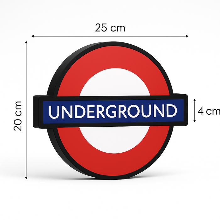 Underground Işıklı Duvar Dekoru | LED Lightbox Retro Metro Tabelası